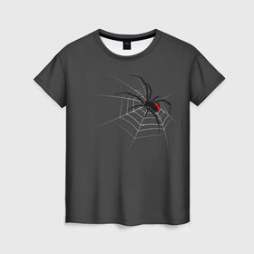 Женская футболка 3D с принтом Паук в Петрозаводске, 100% полиэфир ( синтетическое хлопкоподобное полотно) | прямой крой, круглый вырез горловины, длина до линии бедер | Тематика изображения на принте: animal | animals | poison | spider | venom | вдова | животные | каракурт | паук | паутина | паучок | черная | черная вдова | яд