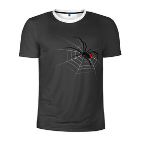 Мужская футболка 3D спортивная с принтом Паук в Петрозаводске, 100% полиэстер с улучшенными характеристиками | приталенный силуэт, круглая горловина, широкие плечи, сужается к линии бедра | animal | animals | poison | spider | venom | вдова | животные | каракурт | паук | паутина | паучок | черная | черная вдова | яд