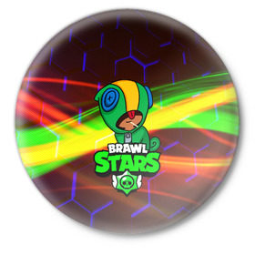 Значок с принтом BRAWL STARS LEON в Петрозаводске,  металл | круглая форма, металлическая застежка в виде булавки | Тематика изображения на принте: android | brawl stars | games | leon | mobile game | stars | игры | леон | мобильные игры