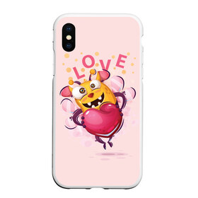 Чехол для iPhone XS Max матовый с принтом LOVE в Петрозаводске, Силикон | Область печати: задняя сторона чехла, без боковых панелей | bee | bright | cool | funny | heart | веселый | забавный | прикольный | пчелка | сердце | яркий