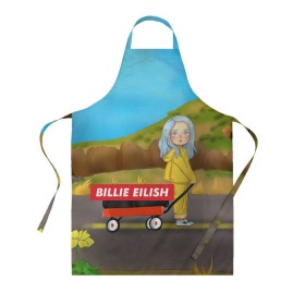 Фартук 3D с принтом BILLIE EILISH в Петрозаводске, 100% полиэстер | общий размер — 65 х 85 см, ширина нагрудника — 26 см, горловина — 53 см, длина завязок — 54 см, общий обхват в поясе — 173 см. Принт на завязках и на горловине наносится с двух сторон, на основной части фартука — только с внешней стороны | bad guy | billie | eilish | ocean eyes | айлиш | билли | девушка | певица | эйлиш