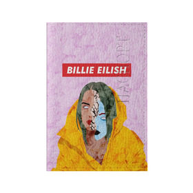 Обложка для паспорта матовая кожа с принтом BILLIE EILISH в Петрозаводске, натуральная матовая кожа | размер 19,3 х 13,7 см; прозрачные пластиковые крепления | bad guy | billie | eilish | ocean eyes | айлиш | билли | девушка | певица | эйлиш