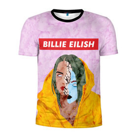 Мужская футболка 3D спортивная с принтом BILLIE EILISH в Петрозаводске, 100% полиэстер с улучшенными характеристиками | приталенный силуэт, круглая горловина, широкие плечи, сужается к линии бедра | bad guy | billie | eilish | ocean eyes | айлиш | билли | девушка | певица | эйлиш