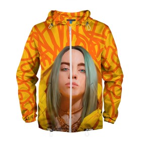 Мужская ветровка 3D с принтом BILLIE EILISH в Петрозаводске, 100% полиэстер | подол и капюшон оформлены резинкой с фиксаторами, два кармана без застежек по бокам, один потайной карман на груди | bad guy | billie | eilish | ocean eyes | айлиш | билли | девушка | певица | эйлиш