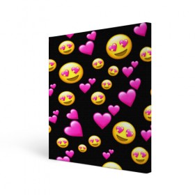 Холст квадратный с принтом ВЛЮБЛЕННЫЕ СМАЙЛИКИ в Петрозаводске, 100% ПВХ |  | emoji | настроение | позитив | смайлики | смайлы | стикеры | текстура смайл | улыбки | фон смайл | эмодзи