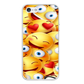 Чехол для iPhone 5/5S матовый с принтом emoji в Петрозаводске, Силикон | Область печати: задняя сторона чехла, без боковых панелей | emoji | настроение | позитив | смайлики | смайлы | стикеры | текстура смайл | улыбки | фон смайл | эмодзи