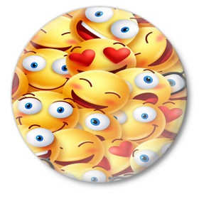 Значок с принтом emoji в Петрозаводске,  металл | круглая форма, металлическая застежка в виде булавки | emoji | настроение | позитив | смайлики | смайлы | стикеры | текстура смайл | улыбки | фон смайл | эмодзи