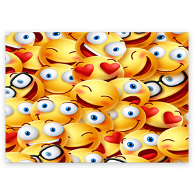 Поздравительная открытка с принтом emoji в Петрозаводске, 100% бумага | плотность бумаги 280 г/м2, матовая, на обратной стороне линовка и место для марки
 | emoji | настроение | позитив | смайлики | смайлы | стикеры | текстура смайл | улыбки | фон смайл | эмодзи