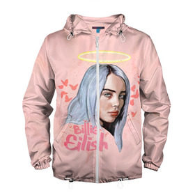 Мужская ветровка 3D с принтом BILLIE EILISH в Петрозаводске, 100% полиэстер | подол и капюшон оформлены резинкой с фиксаторами, два кармана без застежек по бокам, один потайной карман на груди | bad guy | billie | eilish | ocean eyes | айлиш | билли | девушка | певица | эйлиш