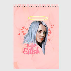 Скетчбук с принтом BILLIE EILISH в Петрозаводске, 100% бумага
 | 48 листов, плотность листов — 100 г/м2, плотность картонной обложки — 250 г/м2. Листы скреплены сверху удобной пружинной спиралью | bad guy | billie | eilish | ocean eyes | айлиш | билли | девушка | певица | эйлиш