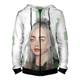 Мужская толстовка 3D на молнии с принтом BILLIE EILISH в Петрозаводске, 100% полиэстер | длина до линии бедра, манжеты и пояс оформлены мягкой тканевой резинкой, двухслойный капюшон со шнурком для регулировки, спереди молния, по бокам два кармана | bad guy | billie | eilish | ocean eyes | айлиш | билли | девушка | певица | эйлиш