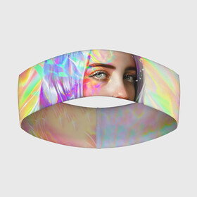 Повязка на голову 3D с принтом BILLIE EILISH в Петрозаводске,  |  | bad guy | billie | eilish | ocean eyes | айлиш | билли | девушка | певица | эйлиш