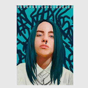 Скетчбук с принтом BILLIE EILISH в Петрозаводске, 100% бумага
 | 48 листов, плотность листов — 100 г/м2, плотность картонной обложки — 250 г/м2. Листы скреплены сверху удобной пружинной спиралью | bad guy | billie | eilish | ocean eyes | айлиш | билли | девушка | певица | эйлиш