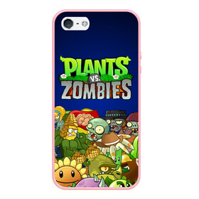 Чехол для iPhone 5/5S матовый с принтом PLANTS VS ZOMBIES в Петрозаводске, Силикон | Область печати: задняя сторона чехла, без боковых панелей | plants and zombies | plants vs zombies | зомби | игры | растения | растения против зомби