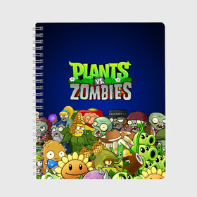 Тетрадь с принтом PLANTS VS ZOMBIES в Петрозаводске, 100% бумага | 48 листов, плотность листов — 60 г/м2, плотность картонной обложки — 250 г/м2. Листы скреплены сбоку удобной пружинной спиралью. Уголки страниц и обложки скругленные. Цвет линий — светло-серый
 | Тематика изображения на принте: plants and zombies | plants vs zombies | зомби | игры | растения | растения против зомби