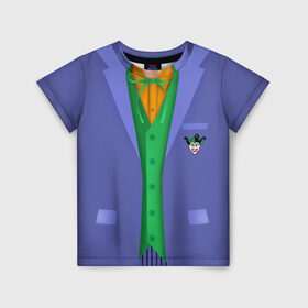 Детская футболка 3D с принтом Joker в Петрозаводске, 100% гипоаллергенный полиэфир | прямой крой, круглый вырез горловины, длина до линии бедер, чуть спущенное плечо, ткань немного тянется | batman | costume | harley | harley quinn | joker | quinn | бетмен | джокер | квинн | костюм джокера | костюм харли | харли | харли квинн