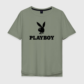 Мужская футболка хлопок Oversize с принтом Playboy в Петрозаводске, 100% хлопок | свободный крой, круглый ворот, “спинка” длиннее передней части | brazzers | cекс | merch | new sensations | playboy | private | tushy | бразерс | мерч | плейбой