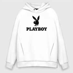 Мужское худи Oversize хлопок с принтом Playboy в Петрозаводске, френч-терри — 70% хлопок, 30% полиэстер. Мягкий теплый начес внутри —100% хлопок | боковые карманы, эластичные манжеты и нижняя кромка, капюшон на магнитной кнопке | Тематика изображения на принте: brazzers | cекс | merch | new sensations | playboy | private | tushy | бразерс | мерч | плейбой