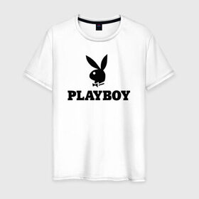 Мужская футболка хлопок с принтом Playboy в Петрозаводске, 100% хлопок | прямой крой, круглый вырез горловины, длина до линии бедер, слегка спущенное плечо. | brazzers | cекс | merch | new sensations | playboy | private | tushy | бразерс | мерч | плейбой