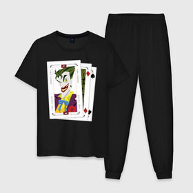 Мужская пижама хлопок с принтом Joker cards в Петрозаводске, 100% хлопок | брюки и футболка прямого кроя, без карманов, на брюках мягкая резинка на поясе и по низу штанин
 | Тематика изображения на принте: batman | dc | dc джокер | detective comics | harley | joker | shtatjoker | the joker | бетмен | джокер | злодей | харли