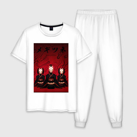 Мужская пижама хлопок с принтом Babymetal art в Петрозаводске, 100% хлопок | брюки и футболка прямого кроя, без карманов, на брюках мягкая резинка на поясе и по низу штанин
 | heavy | japan | kawaii | metal | music | rock | кавай | метал | музыка | рок | хэви | япония