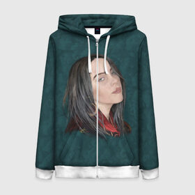 Женская толстовка 3D на молнии с принтом BILLIE EILISH в Петрозаводске, 100% полиэстер | длина до линии бедра, манжеты и пояс оформлены мягкой тканевой резинкой, двухслойный капюшон со шнурком для регулировки, спереди молния, по бокам два кармана | bad guy | billie | eilish | ocean eyes | айлиш | билли | девушка | певица | эйлиш