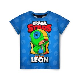 Детская футболка 3D с принтом BRAWL STARS LEON в Петрозаводске, 100% гипоаллергенный полиэфир | прямой крой, круглый вырез горловины, длина до линии бедер, чуть спущенное плечо, ткань немного тянется | brawl stars | leon | бравл старз