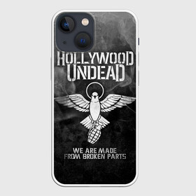 Чехол для iPhone 13 mini с принтом Hollywood Undead в Петрозаводске,  |  | charlie scene | danny | funny man | hollywood undead | hu | j dog | johnny 3 tears | голливудская нежить | голубь | голубь с гранатой | граната | ню метал | рэп метал | рэп рок