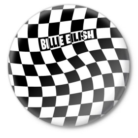 Значок с принтом BILLIE EILISH в Петрозаводске,  металл | круглая форма, металлическая застежка в виде булавки | bad guy | billie | eilish | ocean eyes | айлиш | билли | девушка | клетка | певица | эйлиш
