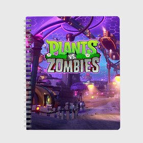 Тетрадь с принтом Plants vs Zombies в Петрозаводске, 100% бумага | 48 листов, плотность листов — 60 г/м2, плотность картонной обложки — 250 г/м2. Листы скреплены сбоку удобной пружинной спиралью. Уголки страниц и обложки скругленные. Цвет линий — светло-серый
 | Тематика изображения на принте: 2 | battle | defense | for | garden | mod | neighborville | pvz | tower | warfare | битва | дзен | за | зомби | пвз | против | растения | сад