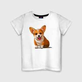 Детская футболка хлопок с принтом Корги в Петрозаводске, 100% хлопок | круглый вырез горловины, полуприлегающий силуэт, длина до линии бедер | вельш корги | домашние животные | корги | пес | собака | собачнику | щенок