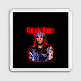 Магнит 55*55 с принтом Guns n roses + Спина  в Петрозаводске, Пластик | Размер: 65*65 мм; Размер печати: 55*55 мм | axl rose | geffen records | gnr | guns | rock | roses | slash | гансы | пистолеты | розы | рок | слеш | эксл роуз