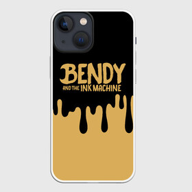 Чехол для iPhone 13 mini с принтом Bendy And The Ink Machine в Петрозаводске,  |  | bendy | bendy and the ink machine | бенди | бени | бенни | детская | детям | игра | капли | компьютерная игра | краска | машина | подтеки | розовая | ужастик