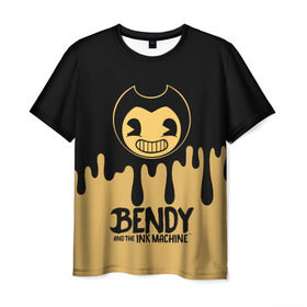 Мужская футболка 3D с принтом Bendy And The Ink Machine в Петрозаводске, 100% полиэфир | прямой крой, круглый вырез горловины, длина до линии бедер | Тематика изображения на принте: bendy | bendy and the ink machine | бенди | бени | бенни | детская | детям | игра | капли | компьютерная игра | краска | машина | подтеки | розовая | ужастик