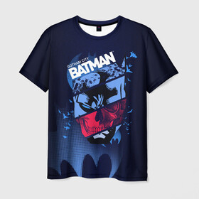 Мужская футболка 3D с принтом Gotham City Batman в Петрозаводске, 100% полиэфир | прямой крой, круглый вырез горловины, длина до линии бедер | bat man | batman | batman comics | caped crusader | dark knight | shtatbat | бетмен | брюс уэйн | бэт мен | бэтмен | тёмный рыцарь