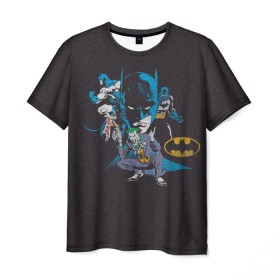 Мужская футболка 3D с принтом Batman classic в Петрозаводске, 100% полиэфир | прямой крой, круглый вырез горловины, длина до линии бедер | Тематика изображения на принте: bat man | batman | batman comics | caped crusader | comics | dark knight | shtatbat | бетмен | брюс уэйн | бэт мен | бэтмен | тёмный рыцарь