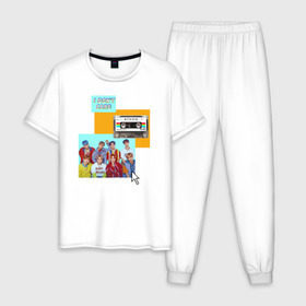 Мужская пижама хлопок с принтом Ateez в Петрозаводске, 100% хлопок | брюки и футболка прямого кроя, без карманов, на брюках мягкая резинка на поясе и по низу штанин
 | ateez | k pop | корейская группа | музыка | парни