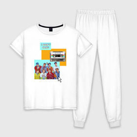 Женская пижама хлопок с принтом Ateez в Петрозаводске, 100% хлопок | брюки и футболка прямого кроя, без карманов, на брюках мягкая резинка на поясе и по низу штанин | ateez | k pop | корейская группа | музыка | парни