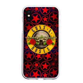 Чехол для iPhone XS Max матовый с принтом Guns n roses в Петрозаводске, Силикон | Область печати: задняя сторона чехла, без боковых панелей | axl rose | geffen records | gnr | guns | rock | roses | slash | гансы | пистолеты | розы | рок | слеш | эксл роуз