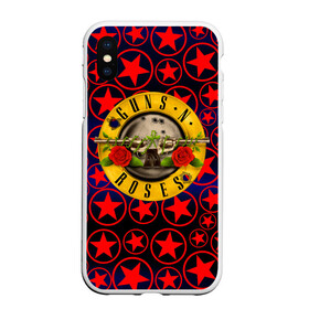 Чехол для iPhone XS Max матовый с принтом Guns n roses в Петрозаводске, Силикон | Область печати: задняя сторона чехла, без боковых панелей | axl rose | geffen records | gnr | guns | rock | roses | slash | гансы | пистолеты | розы | рок | слеш | эксл роуз