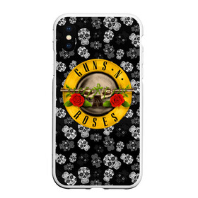 Чехол для iPhone XS Max матовый с принтом Guns n roses в Петрозаводске, Силикон | Область печати: задняя сторона чехла, без боковых панелей | axl rose | geffen records | gnr | guns | rock | roses | slash | гансы | пистолеты | розы | рок | слеш | эксл роуз