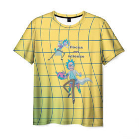 Мужская футболка 3D с принтом Рик и Морти Focus on science в Петрозаводске, 100% полиэфир | прямой крой, круглый вырез горловины, длина до линии бедер | dsgnzaets | rick and morty | rick sanchez | vdzajul | миссикс | морти | плюмбус | рик | рик и морти