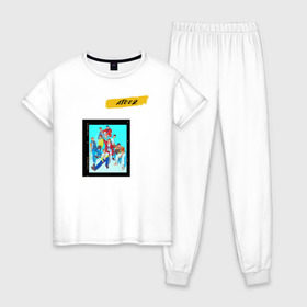 Женская пижама хлопок с принтом Ateez в Петрозаводске, 100% хлопок | брюки и футболка прямого кроя, без карманов, на брюках мягкая резинка на поясе и по низу штанин | ateez | k pop | корейская группа | музыка | парни
