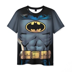 Мужская футболка 3D с принтом Batman костюм в Петрозаводске, 100% полиэфир | прямой крой, круглый вырез горловины, длина до линии бедер | bat man | batman | batman comics | caped crusader | comics | dark knight | shtatbat | бетмен | брюс уэйн | бэт мен | бэтмен | тёмный рыцарь
