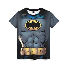 Женская футболка 3D с принтом Batman костюм в Петрозаводске, 100% полиэфир ( синтетическое хлопкоподобное полотно) | прямой крой, круглый вырез горловины, длина до линии бедер | bat man | batman | batman comics | caped crusader | comics | dark knight | shtatbat | бетмен | брюс уэйн | бэт мен | бэтмен | тёмный рыцарь