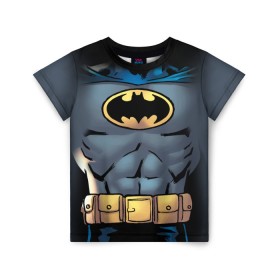 Детская футболка 3D с принтом Batman костюм в Петрозаводске, 100% гипоаллергенный полиэфир | прямой крой, круглый вырез горловины, длина до линии бедер, чуть спущенное плечо, ткань немного тянется | Тематика изображения на принте: bat man | batman | batman comics | caped crusader | comics | dark knight | shtatbat | бетмен | брюс уэйн | бэт мен | бэтмен | тёмный рыцарь
