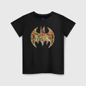 Детская футболка хлопок с принтом BAT logo в Петрозаводске, 100% хлопок | круглый вырез горловины, полуприлегающий силуэт, длина до линии бедер | bat man | batman | batman comics | caped crusader | comics | dark knight | shtatbat | бетмен | брюс уэйн | бэт мен | бэтмен | тёмный рыцарь