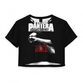 Женская футболка Cropp-top с принтом Pantera в Петрозаводске, 100% полиэстер | круглая горловина, длина футболки до линии талии, рукава с отворотами | american | anselmo | havy metal | pantera | philip anselmo | trash metal | ансельмо | пантера | фил ансельмо