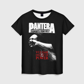 Женская футболка 3D с принтом Pantera в Петрозаводске, 100% полиэфир ( синтетическое хлопкоподобное полотно) | прямой крой, круглый вырез горловины, длина до линии бедер | american | anselmo | havy metal | pantera | philip anselmo | trash metal | ансельмо | пантера | фил ансельмо