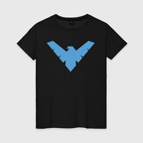 Женская футболка хлопок с принтом Nightwing в Петрозаводске, 100% хлопок | прямой крой, круглый вырез горловины, длина до линии бедер, слегка спущенное плечо | batman | nightwing | shtatbat | бетмен | бэтмен | найтвинг